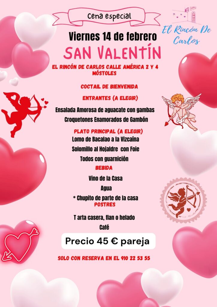 CENA DE SAN VALENTÍN EN EL RINCÓN DE CARLOS