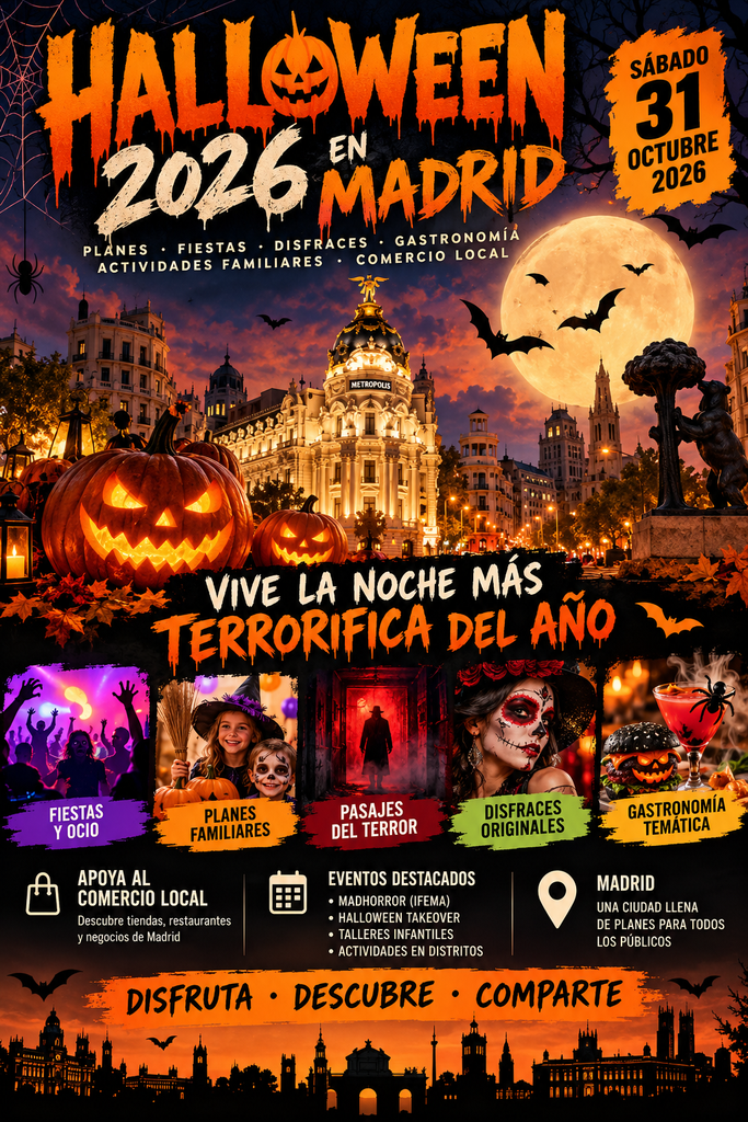 Halloween 2026 en Madrid: planes, fiestas, disfraces y comercio local